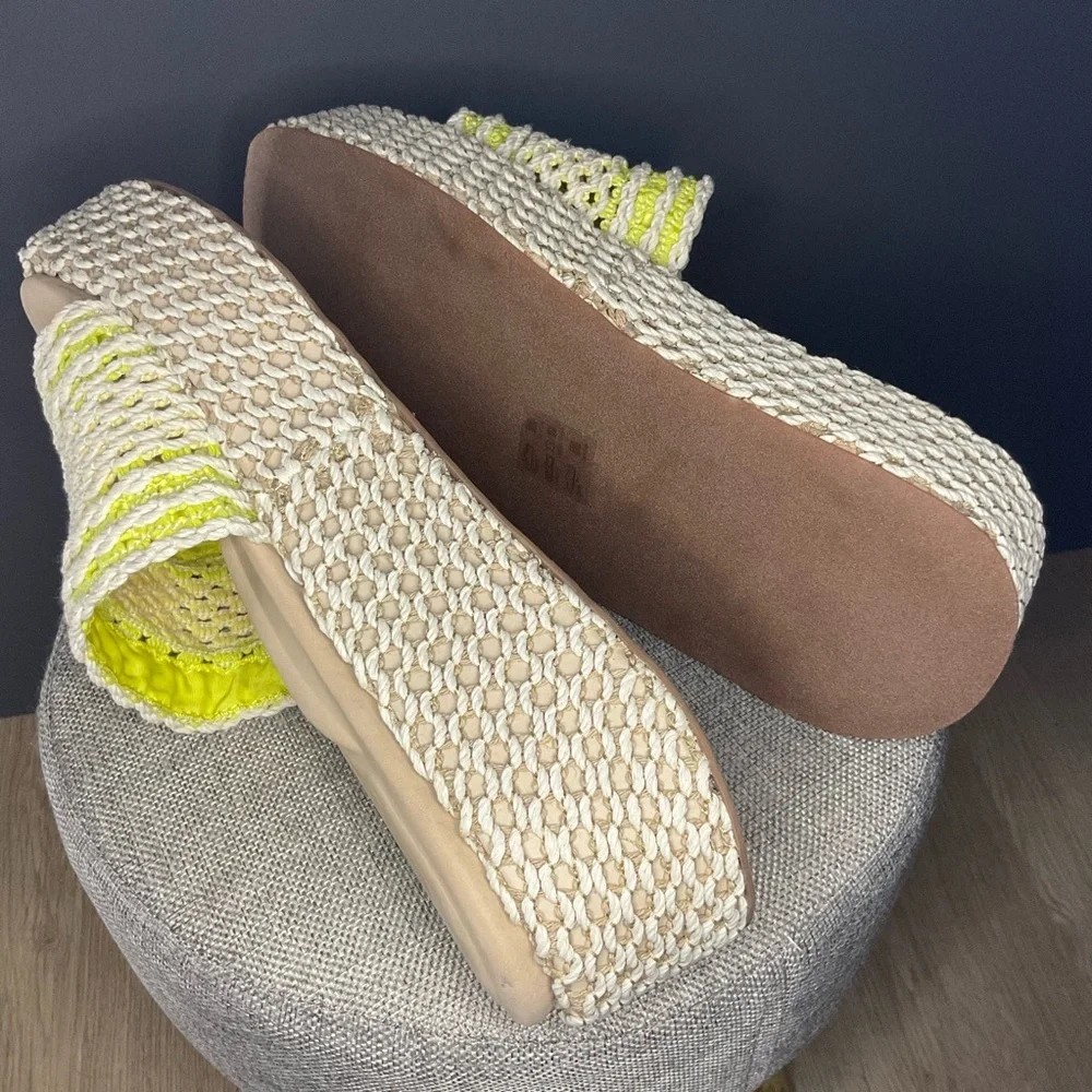 Rag N Bone Women‎ Logan Crochet Green Yellow Square Toe Platform Sandal 39